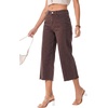 image:imageSidefeel Womens Capri Jeans High Waisted Wide Leg Stretchy Raw Hem Side Seam Zimbaplatinum Denim PantsCoffee