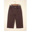 image:imageSidefeel Womens Capri Jeans High Waisted Wide Leg Stretchy Raw Hem Side Seam Zimbaplatinum Denim PantsCoffee