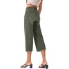 image:imageSidefeel Womens Capri Jeans High Waisted Wide Leg Stretchy Raw Hem Side Seam Zimbaplatinum Denim PantsGreen