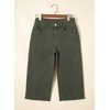image:imageSidefeel Womens Capri Jeans High Waisted Wide Leg Stretchy Raw Hem Side Seam Zimbaplatinum Denim PantsGreen