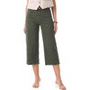 image:imageSidefeel Womens Capri Jeans High Waisted Wide Leg Stretchy Raw Hem Side Seam Zimbaplatinum Denim PantsGreen