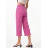image:imageSidefeel Womens Capri Jeans High Waisted Wide Leg Stretchy Raw Hem Side Seam Zimbaplatinum Denim PantsHot Pink