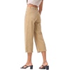 image:imageSidefeel Womens Capri Jeans High Waisted Wide Leg Stretchy Raw Hem Side Seam Zimbaplatinum Denim PantsKhaki