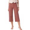 image:imageSidefeel Womens Capri Jeans High Waisted Wide Leg Stretchy Raw Hem Side Seam Zimbaplatinum Denim PantsMineral Red