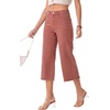 image:imageSidefeel Womens Capri Jeans High Waisted Wide Leg Stretchy Raw Hem Side Seam Zimbaplatinum Denim PantsMineral Red