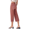 image:imageSidefeel Womens Capri Jeans High Waisted Wide Leg Stretchy Raw Hem Side Seam Zimbaplatinum Denim PantsMineral Red