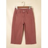 image:imageSidefeel Womens Capri Jeans High Waisted Wide Leg Stretchy Raw Hem Side Seam Zimbaplatinum Denim PantsMineral Red