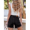 image:imageSidefeel Womens Jean Shorts Casual Summer High Waisted Stretchy Raw Hem Denim Shorts with PocketsBlack