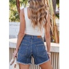 image:imageSidefeel Womens Jean Shorts Casual Summer High Waisted Stretchy Raw Hem Denim Shorts with PocketsBlue