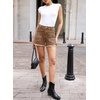 image:imageSidefeel Womens Jean Shorts Casual Summer High Waisted Stretchy Raw Hem Denim Shorts with PocketsBrown