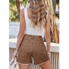 image:imageSidefeel Womens Jean Shorts Casual Summer High Waisted Stretchy Raw Hem Denim Shorts with PocketsBrown