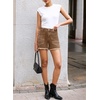 image:imageSidefeel Womens Jean Shorts Casual Summer High Waisted Stretchy Raw Hem Denim Shorts with PocketsBrown