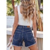 image:imageSidefeel Womens Jean Shorts Casual Summer High Waisted Stretchy Raw Hem Denim Shorts with PocketsDark Blue