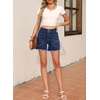 image:imageSidefeel Womens Jean Shorts Casual Summer High Waisted Stretchy Raw Hem Denim Shorts with PocketsDark Blue