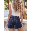 image:imageSidefeel Womens Jean Shorts Casual Summer High Waisted Stretchy Raw Hem Denim Shorts with PocketsDeep Blue