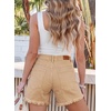 image:imageSidefeel Womens Jean Shorts Casual Summer High Waisted Stretchy Raw Hem Denim Shorts with PocketsKhaki