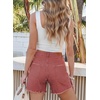 image:imageSidefeel Womens Jean Shorts Casual Summer High Waisted Stretchy Raw Hem Denim Shorts with PocketsMineral Red