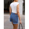 image:imageSidefeel Womens Jean Shorts Casual Summer High Waisted Stretchy Raw Hem Denim Shorts with PocketsSky Blue