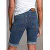 image:imageSidefeel Womens Jean Shorts High Waisted Stretchy Bermuda Folded Hem Denim Summer ShortsVintage Blue