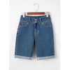 image:imageSidefeel Womens Jean Shorts High Waisted Stretchy Bermuda Folded Hem Denim Summer ShortsVintage Blue