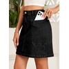 image:imageSidefeel Womens Jean Skirt High Waisted Stretchy Casual Denim Above Knee Skirts with Patch PocketsBlack