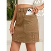 image:imageSidefeel Womens Jean Skirt High Waisted Stretchy Casual Denim Above Knee Skirts with Patch PocketsBrown