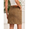 image:imageSidefeel Womens Jean Skirt High Waisted Stretchy Casual Denim Above Knee Skirts with Patch PocketsBrown