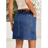 image:imageSidefeel Womens Jean Skirt High Waisted Stretchy Casual Denim Above Knee Skirts with Patch PocketsDark Blue