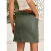 image:imageSidefeel Womens Jean Skirt High Waisted Stretchy Casual Denim Above Knee Skirts with Patch PocketsGreen