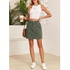 image:imageSidefeel Womens Jean Skirt High Waisted Stretchy Casual Denim Above Knee Skirts with Patch PocketsGreen