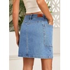 image:imageSidefeel Womens Jean Skirt High Waisted Stretchy Casual Denim Above Knee Skirts with Patch PocketsIceland Blue