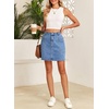 image:imageSidefeel Womens Jean Skirt High Waisted Stretchy Casual Denim Above Knee Skirts with Patch PocketsIceland Blue