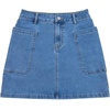 image:imageSidefeel Womens Jean Skirt High Waisted Stretchy Casual Denim Above Knee Skirts with Patch PocketsLight Blue