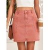 image:imageSidefeel Womens Jean Skirt High Waisted Stretchy Casual Denim Above Knee Skirts with Patch PocketsMineral Red
