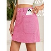 image:imageSidefeel Womens Jean Skirt High Waisted Stretchy Casual Denim Above Knee Skirts with Patch PocketsRose Red