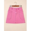 image:imageSidefeel Womens Jean Skirt High Waisted Stretchy Casual Denim Above Knee Skirts with Patch PocketsRose Red