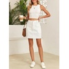 image:imageSidefeel Womens Jean Skirt High Waisted Stretchy Casual Denim Above Knee Skirts with Patch PocketsWhite
