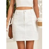 image:imageSidefeel Womens Jean Skirt High Waisted Stretchy Casual Denim Above Knee Skirts with Patch PocketsWhite