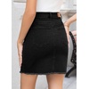 image:imageSidefeel Womens Jean Skirt Stretchy Ripped Frayed Button Fly Summer Denim SkirtBlack