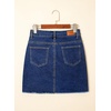 image:imageSidefeel Womens Jean Skirt Stretchy Ripped Frayed Button Fly Summer Denim SkirtBluing