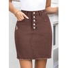 image:imageSidefeel Womens Jean Skirt Stretchy Ripped Frayed Button Fly Summer Denim SkirtCoffee