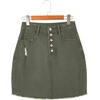 image:imageSidefeel Womens Jean Skirt Stretchy Ripped Frayed Button Fly Summer Denim SkirtGeen