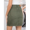 image:imageSidefeel Womens Jean Skirt Stretchy Ripped Frayed Button Fly Summer Denim SkirtGeen