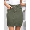 image:imageSidefeel Womens Jean Skirt Stretchy Ripped Frayed Button Fly Summer Denim SkirtGeen