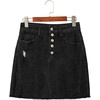 image:imageSidefeel Womens Jean Skirt Stretchy Ripped Frayed Button Fly Summer Denim SkirtGray