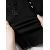 image:imageSidefeel Womens Jean Skirt Stretchy Ripped Frayed Button Fly Summer Denim SkirtGray