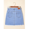 image:imageSidefeel Womens Jean Skirt Stretchy Ripped Frayed Button Fly Summer Denim SkirtIceland Blue