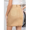 image:imageSidefeel Womens Jean Skirt Stretchy Ripped Frayed Button Fly Summer Denim SkirtKhaki