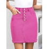 image:imageSidefeel Womens Jean Skirt Stretchy Ripped Frayed Button Fly Summer Denim SkirtRose Red