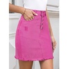 image:imageSidefeel Womens Jean Skirt Stretchy Ripped Frayed Button Fly Summer Denim SkirtRose Red